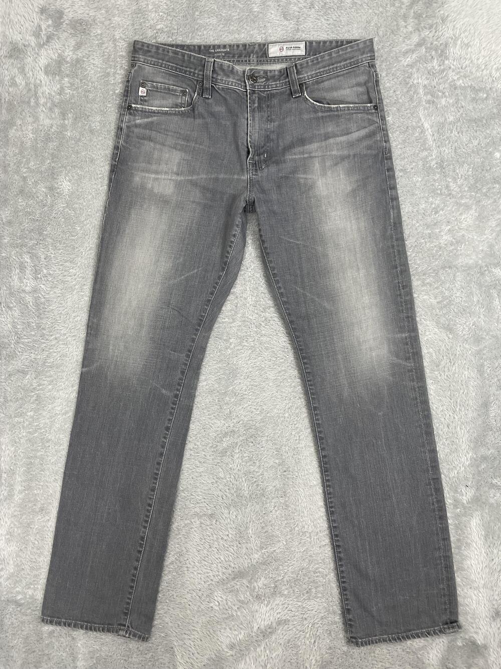 AG Adriano Goldschmied The Graduate Jeans Mens 34 Gray Slim Straight Stretch